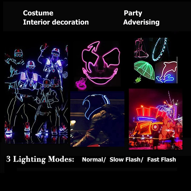 TiTiToo Pink 5m El Wire, Portable Neon Wire Cuttable Glowing