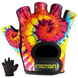 Contraband Pink Label 5347 Womens Designer Workout Gloves | Tie Dye Print w/Grip-Lock™ Silicone Palm (Medium, Rainbow)