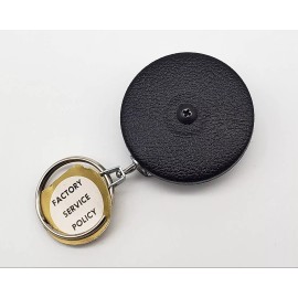 1960s Key-Bak Retractable Key Chain West Coast Chain Faux Leather & Chrome NOS