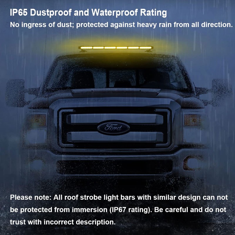 WOWTOU Roof Top Magnetic 80 LED Amber Emergency Strobe Light