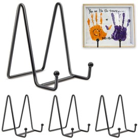 DHYLRICHER 3 Pack 8 Inch Black Metal Display Stands, Plate Holders for Picture Frames, Books, Photos, Small Easels, Decorative Platters, and Tabletop Art