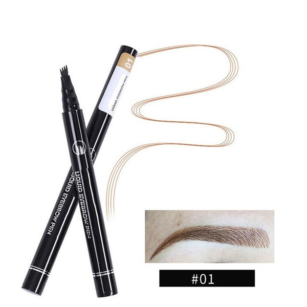 Liquid Eyebrow Pencil, 4 Forks Eyebrow Pencil, Waterproof, Durable Tattoo Pen, Eyebrow Enhancers, Makeup Pen (# 01)