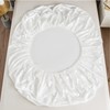 Morbuy Double Fitted Sheet Satin Silk Bed Sheets, White Fitted