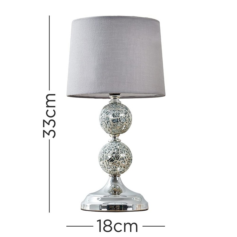 Modern Decorative Chrome & Mosaic Crackle Glass Table Lamp with
