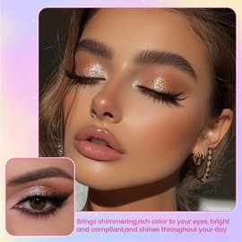 HOSAILY Glitter Cream Eyeshadow Stick, Shimmer Eye Brightener Stick Pencil Crayon, Waterproof Smooth Pigmented Metallic Eye Shadow Eyeliner Highlighter Makeup for Face, Champagne Shimmer