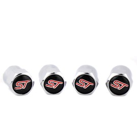 XDG 4pcs ST Logo Car Tire Valve Stem Caps Metal Chrome Dustproof Covers for ST Motors Fiesta Focus Fusion Mustang Taurus Ecosport Escape Edge Flex Explorer Expedition Ranger Transit F150 (Silver)