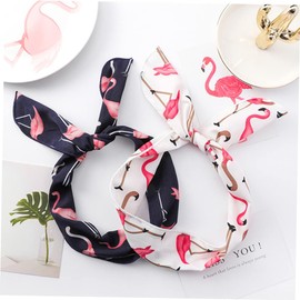 FOMIYES 4pcs Flamingo-pattern Hair Scarf Wraps Small Wrist Ties for Women Girls Versatile Hair Accessories for Parties Gym and Travel Random Color