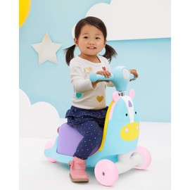 Skip Hop Kids 3-in-1 Baby Activity Push Walker & Ride On Scooter Toy, Unicorn