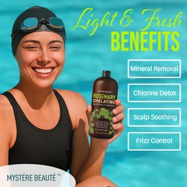 MYSTÈRE BEAUTÉ Rosemary Chelating Shampoo and Conditioner Set – Sulfate Free Hard Water Hair Care with Biotin, Keratin & Tea Tree – Clarifying & Strengthening Duo for Hair Growth – 16 oz Each