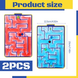 GSrenyu 2 Pack Maze Squishy Fidget Toys for Kids Adults, Gel Filled Picky Pad Reusable Sensory Stress Travel Toys for Toddlers on Plane (Blue & Red)