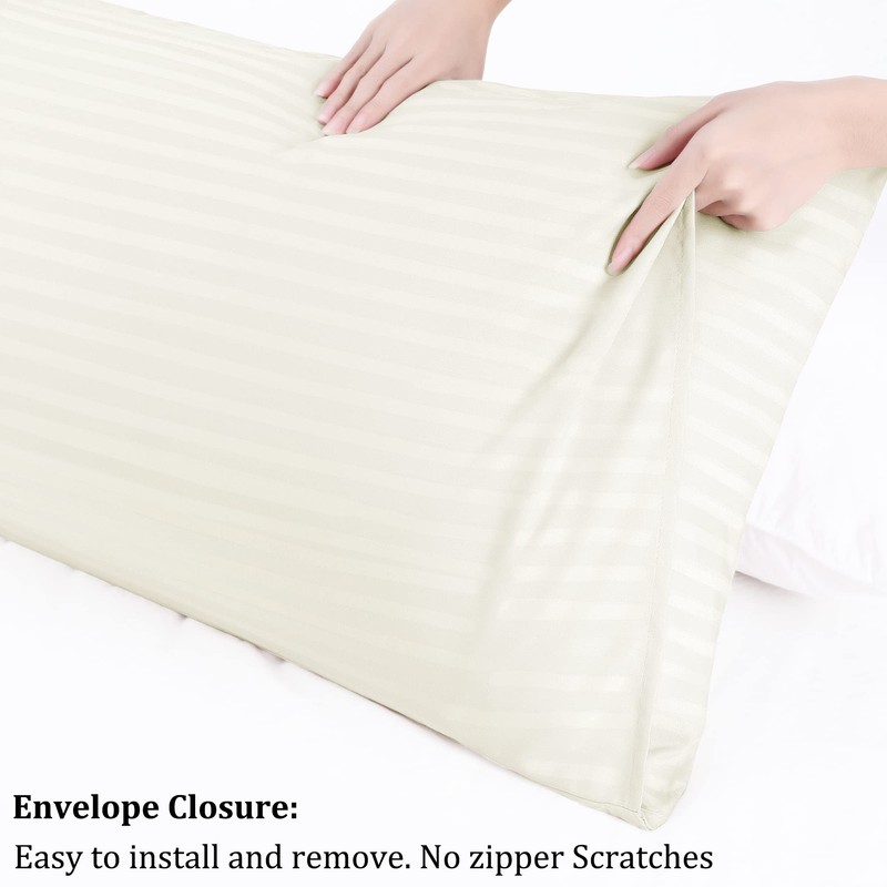 PiccoCasa Pillowcases 2 Pack Striped Soft & Breathable Microfiber Pillowcase