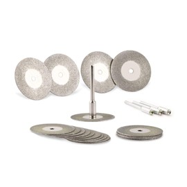 Universal 30 mm Diamond Cutting Discs Pack of 20, Mini Cutting Discs Flex Discs with 4 Pieces Mandrel Shaft, Metal Diamond Discs for Stone, Wood, Tiles, Glass, Plastic