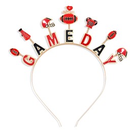 boderier Game Day Headband Football Headbands for Women Football Cheer Head Bopper Headband Sports Tiara Hairband Game Day Hair Accessories Fan Gifts Red Black