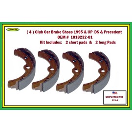TurTuff (4) Club Car Brake Shoes 1995 and Up DS and Precedent Golf Carts