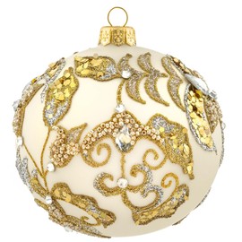 Pinwinito - Polish Christmas Ornaments (Gold & Silver) - Individual Glass Ball Decorations, 3.94” Mouth Blown Glass Ornaments for Xmas tree, unique christmas ornaments -Christmas tree ornament vintage