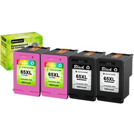 greencycle 65XL Black Ink Cartridge Replacement for HP 65 XL N9K04AN Compatible with Envy 5055 5052 5058 Deskjet 2655 2652 2622 3720 3730 3752 3758 All-in-One Printer (2 Black, 2 Tri-Color)
