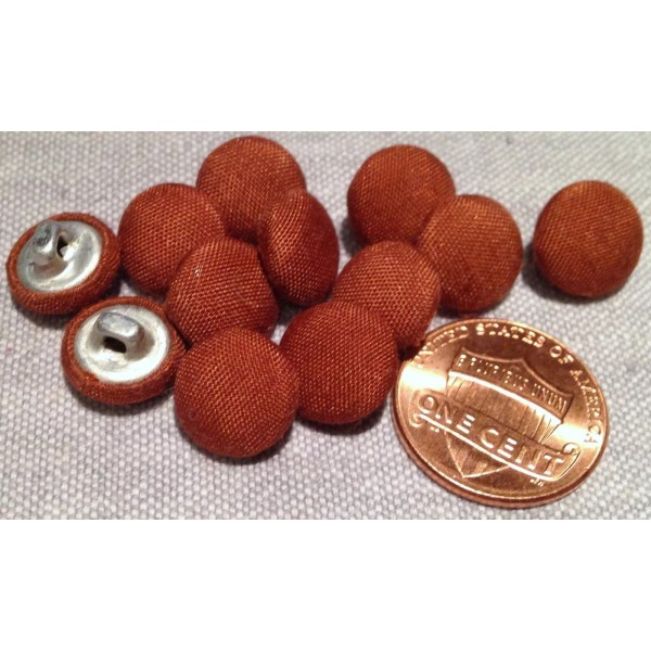 Unbranded 12 Light Brown Fabric Covered Slightly Domed Metal Shank