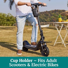 Gotrax - Soporte para Botellas de Agua para Bicicleta para Scooters electrónicos y Bicicletas eléctricas, Adaptable, instalación sin tirones, Bolsillos de Malla, Correas Adhesivas, se Adapta a Tazas