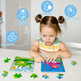 6 Pack Puzzles for Toddlers 3-4, Wooden Jigsaw Puzzles 16 PCS, Toddlers Montessori Learning Toys with Animal Patterns, Preschool Educational Toys for Boys and Girls