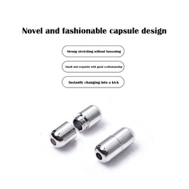 12 Pieces Metal Capsules Laces Buckle Elastic No Tie Fasteners Metal Capsule Lock Sports Shoe Lock, Black / Silver