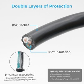 FIRMERST 10 Gauge 3 Conductor Power Cable SJTW 300V Pure Copper Wire 10 Feet