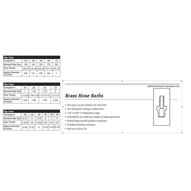 Anderson Metals-57001-1208 Brass Hose Fitting, Connector, 3/4" Barb x 1/2"