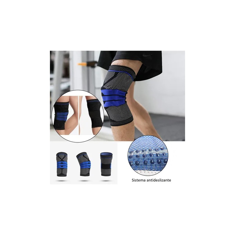 4pc Rodillera Elstica Compresin Para Gym Deportes Correr Negroazul Xl
