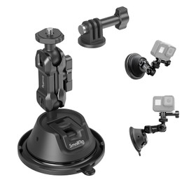 SMALLRIG Suction Cup Mount Dual Layer Suction Cup Mount for GoPro Hero 12/11/10/9 for DJI Osmo Action/Procket, Insta360 X3, Mount on Windshield or Car Window - 4193