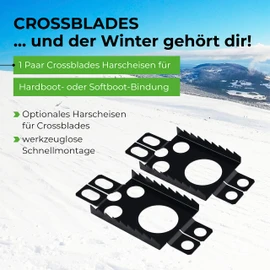Crossblades Harscheisen Snow Shoes Black I 3-in-1 Snow Shoes for Climbing, Driving & Gliding I World First - Snow Shoes for Skiing I Sliding Shoes