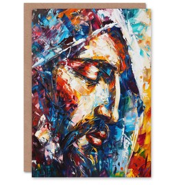 Artery8 Jesus Face Portrait Religious Painting Greeting Birthday Card Him Her All Blank