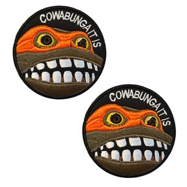 Antrix 2 Pieces Funny Cowabunga It is Hook and Loop Embroidered Applique Emblem Patch for Vest Jackets Jean Backpack Dog Harness Clothing Clothes Patch Collection DIY