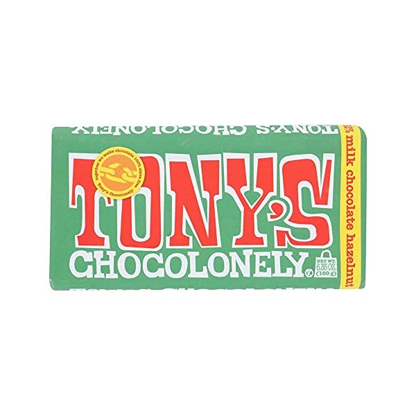 Tony's Chocolonely 32% Milk Chocolate Hazelnut Bar, 6.35 OZ