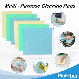 PioFiber Shop Towels – 50 Pack Edgeless Microfiber Cleaning Cloths, Lint-Free & Reusable Rags for Car Detailing, Kitchen, Garage, Glass – Ultra Soft Quick Dry Towels, 12"x12"