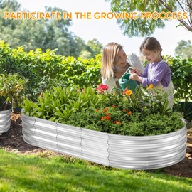 APUOCE 6x3x1FT(2 Pack) Galvanized Planter Raised Beds, Outdoor Metal Raised Garden Bed for Vegetables, Herbs, Flowers (Silver, 6×3×1FT (2-Pack)