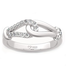 Jeulia Women's Ring, Ribbon, Infinity 925 Silver Material, Gift, Cute, Cubic Zirconia