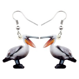 LONYOO Acrylic Floral Duck Earrings Dangle Jewelry Pelican Bird Earrings for Women Charms Mandarin Duck Gifts (Pelican)