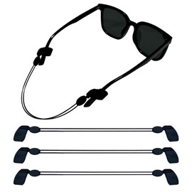 Favanty Adjustable Glasses Strap for Sport,Anti-slip Sunglasses Strap for Kids Women Men,reading Eye Glasses Holders Around Neck,No Tail Eyeglasses Lanyard (8.6-14 inch) 3PCS Black