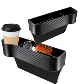 Ruayia Car Gap Filler Organiser, 2 Pieces Console Side Pocket Storage Box, Car Organiser for Front Seat Gap Filling, PVC Car Seat Gap Storage Bag for Mobile Phones, Cards, Coins, Glasses