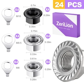 ZeriLion 24 PCS Bike Axle Nut and Washer Kit - M8 M9.5 M10 Bicycle Replacement Parts - Mountain & Road Wheel Nuts Bolts Set - Universal Fit Bike Upgrades