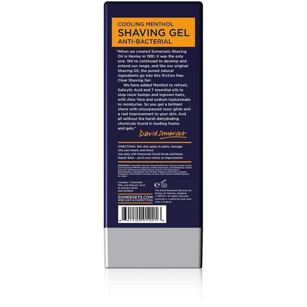 Somersets Clear Shave Gel Cooling Anti-Bacterial, 220 g