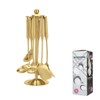 Premium 7-Piece Gold Kitchen Utensil Set with Stand, Stainless Steel