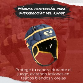 Rugbier - Professional Air-Pro Rugby Helmet for Adults and Teenagers, Unisex, Adjustable, Padded Head Protection, Model Spain Flag (Small)