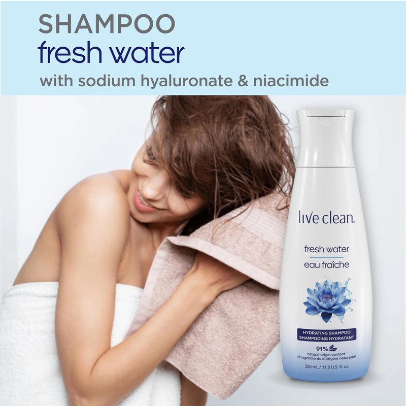 Live Clean Shampoo, Hydrating Fresh Water, 12 Oz