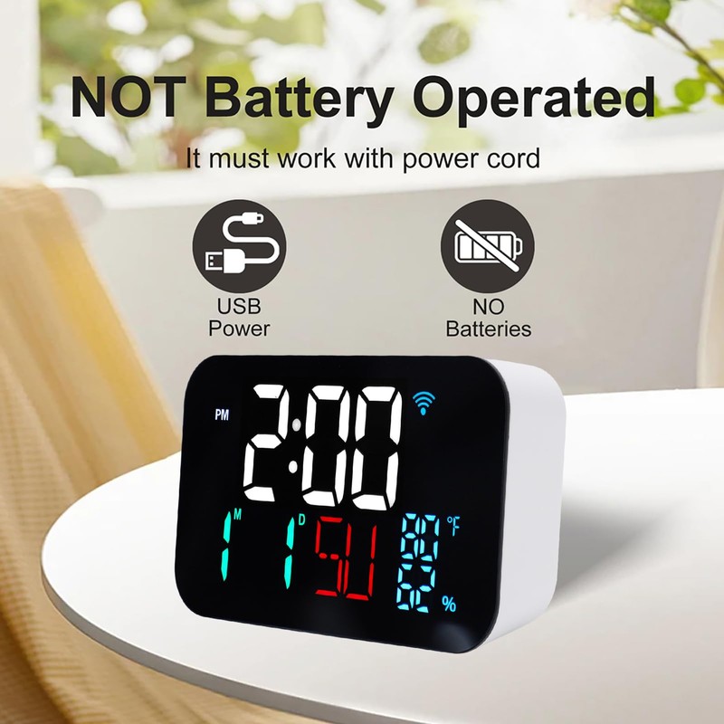 Luocute WiFi Smart Clock, Weather Station Alarm Date Day Large