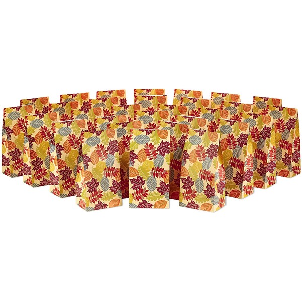 Hallmark Fall Leaves Party Favor and Wrapped Treat Bags (30 Ct.) for Autumn Parties, Halloween, Thanksgiving, Friendsgiving, Care Packages and More