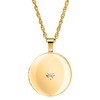 14KT GF Round Polished Locket with Genuine Diamond, 18"