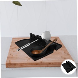 Reposacucharas de Silicona Negro para Cocina, Soporte para Poner Cucharas y Espátula, Organizador de Utensilios de Cocina