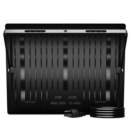 XXBSAZ 2 Pack 200W LED Flood Lights Outdoor, 25,000LM Plug-in Hardwire Work Light IP66 Waterproof - 6500K Daylight Bright for Yard, Garage, Stadium