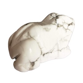 Bacatgem Bacatgem 1 Pcs Natural White Howlite Turquoise Frog Crystals and Healing Stone Figurines,1.5 Inches Hand Carved Pocket Animal Room Decor Gemstone