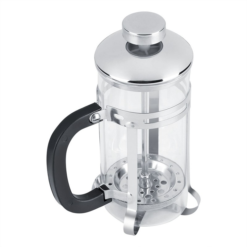 350ml Stainless Steel Glass Cafetiere French Filter Tea Coffee Pot